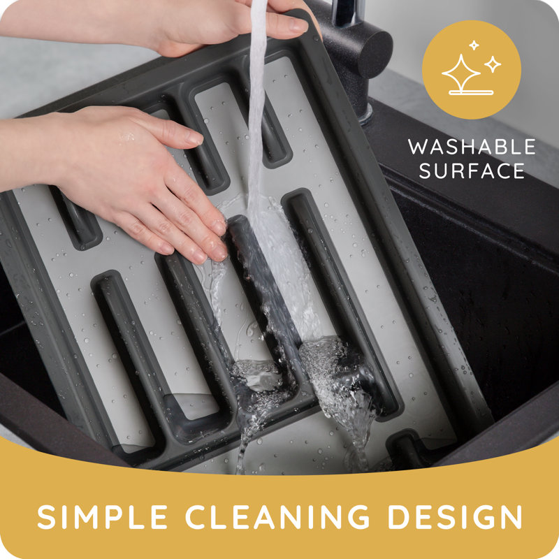 Organisateur de tiroir de cuisine en plastique - Range-ustensiles extensible avec porte-ustensiles et plateau à ustensiles