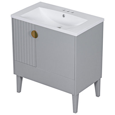 Meuble-lavabo autoportant avec plateau en céramique Nauman