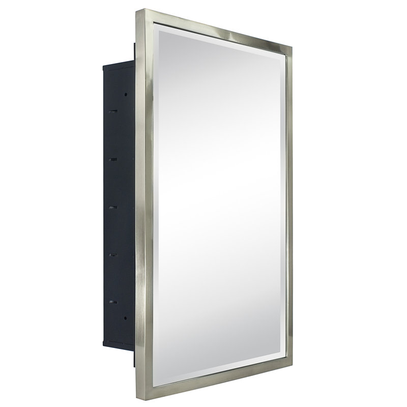 Armoire à pharmacie encastrée avec 2 tablettes réglables, Nickel brossé
