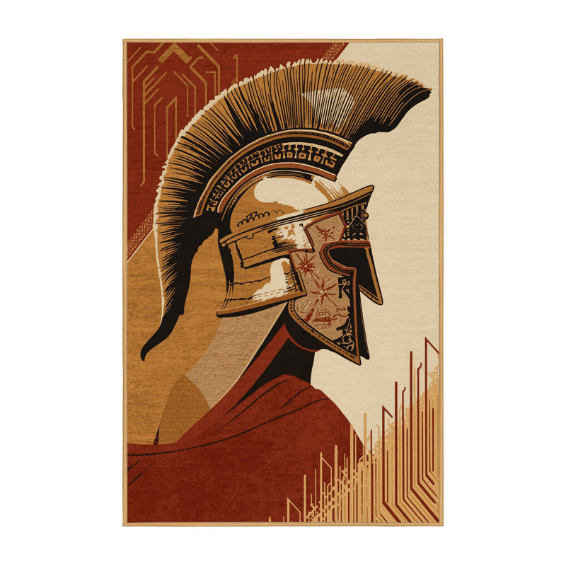 Tapis oriental brun doux et moelleux Spartan Soldier, 5 x 7