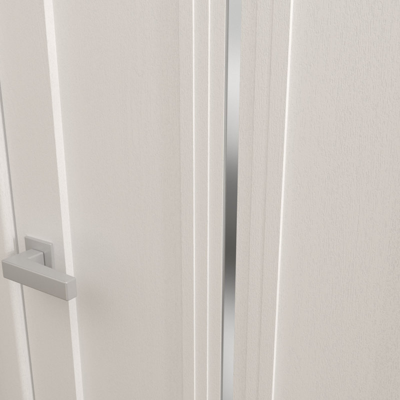 Porte de grange double moderne | Ego 5014 | Ensemble de rail argenté | Portes intérieures solides, Chêne blanc peint