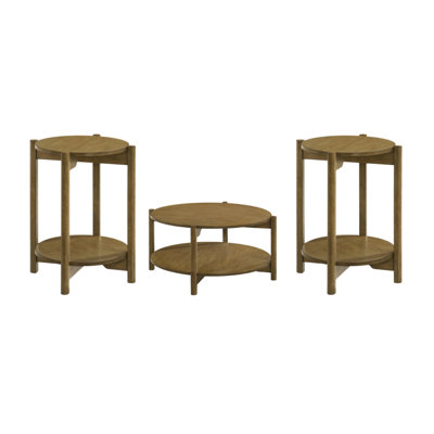 Timber Mid-Century Solid Wood 3 Pieces Living Room Set