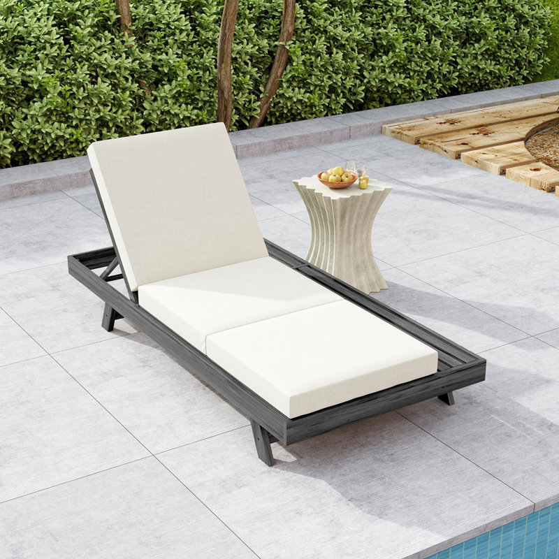 Chaise longue avec coussin de détente, Crème, Noir