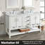 Meuble-lavabo double Paulene 60'' avec dessus en marbre de Carrare, blanc tourterelle-1326341101-1328016537