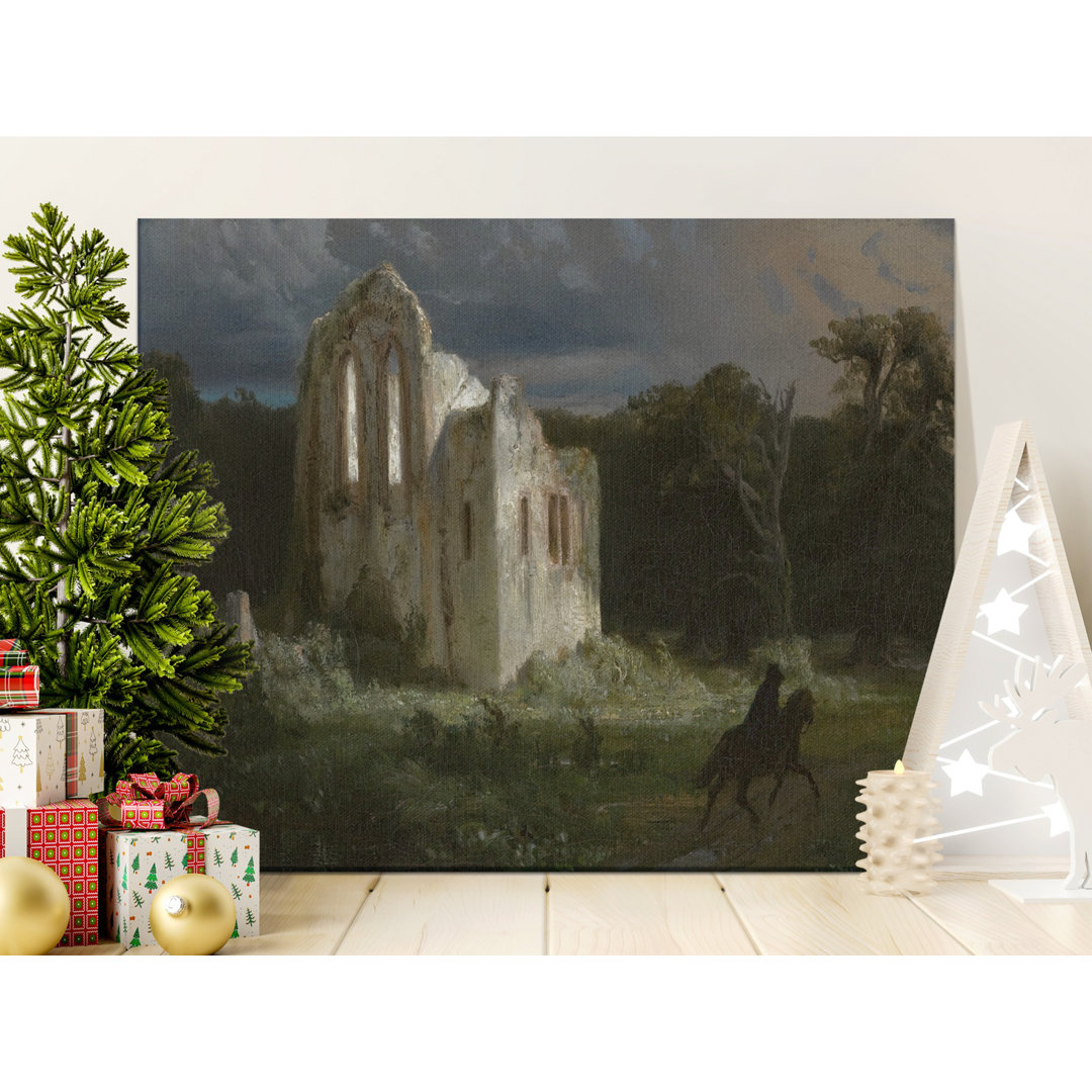 Ruined Abbey Canvas Wall Art, Romantic Landscape, Gallery Wrapped Print, Ready to Hang, Gothic Decor, Rider, Archival Quality