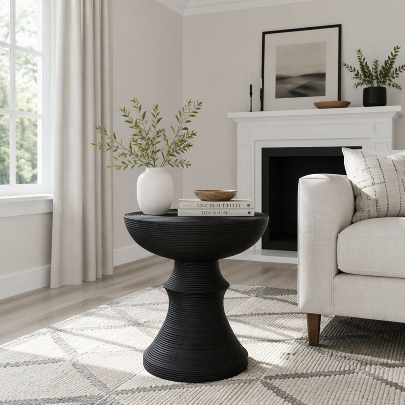 Table d'appoint contemporaine à 2 niveaux avec rangement, idéale pour une utilisation intérieure et extérieure dans les espaces de vie modernes