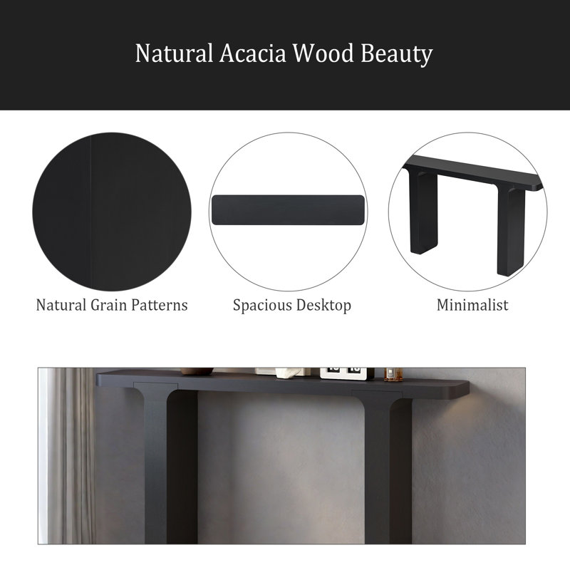 Elegant Acacia Veneer Entryway Table,Suitable For Entryway, Hallway, Living Room, Foyer, Corridor, Black