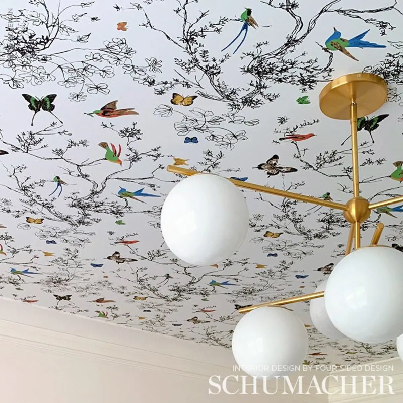 Birds & Butterflies Wallpaper, Multi on White