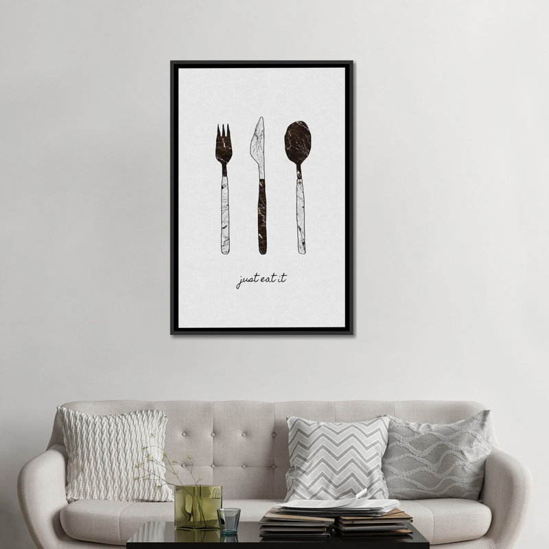 «Just Eat it», impression sur toile, H 26 po x l 18 po x P 1,5 po, Toile avec cadre noir, Pas de tapis