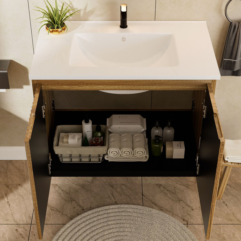 Armoire murale pliante de 30 pouces avec évier crème - Installation brevetée en 1 minute, peu encombrante et facile à assembler, style moderne