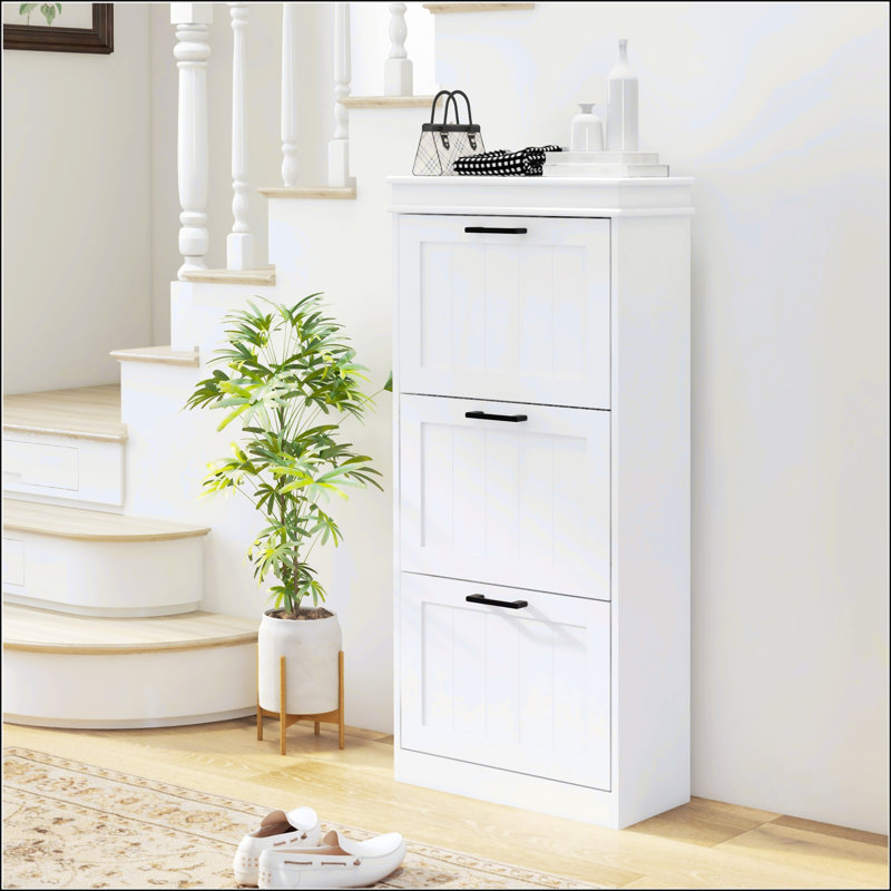 Armoire à chaussures étroite HOMcom avec 3 tiroirs rabattables et tablettes réglables pour 15 paires de chaussures