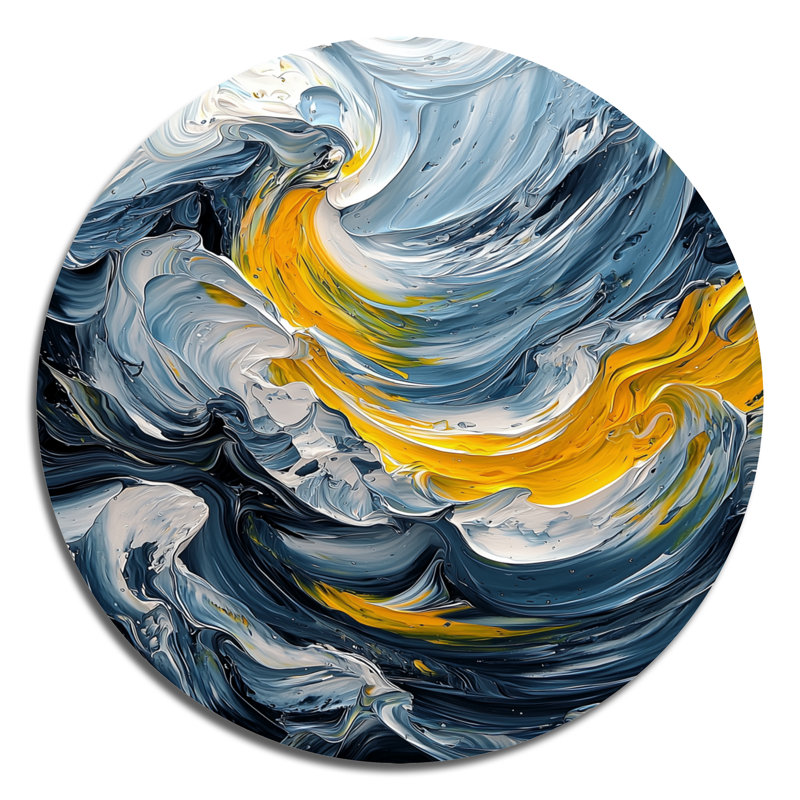 Anton - peinture abstraite ronde, art mural en métal, H 16 po x l 16 po
