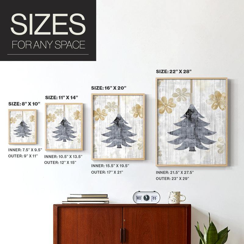 «Christmas Holiday», reproduction d'art encadrée CMXL - bois massif, Naturel, H 11 po x l 9 po