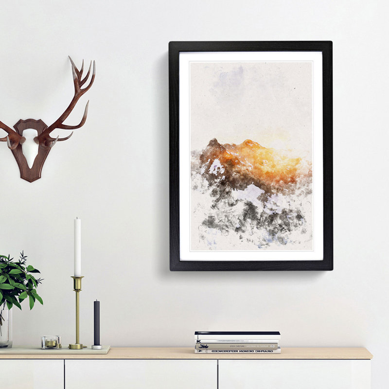Sun over the Mountains - Picture Frame Graphic Art Print, Black Framed, 63cm H x 45cm W x 2cm D