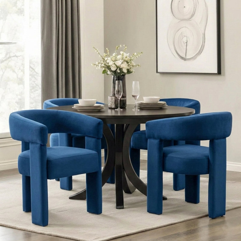 Light-Luxury Velvet Dining Chair, Blue