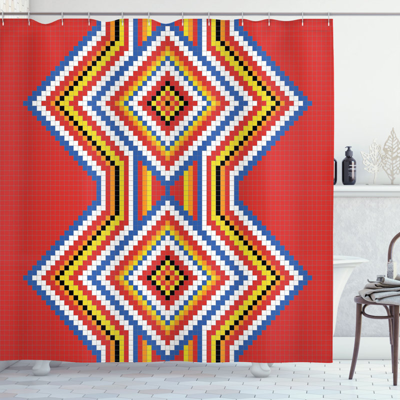 Striped Shower Curtain with Hooks Included, 70" H x 69" W