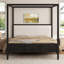 Grand lit plateforme à baldaquin en bois avec tête de lit tapissier, sans sommier, noir (ETA: 6/5)-1311575061-1311575058