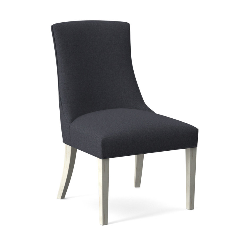Tuxedo Slipper Dining Chair, Light Blue Performance Fabric; 0851-55, Antique Frost White Finish