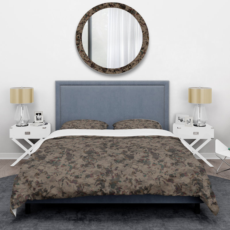 Ensemble de housse de couette en microfibre kaki / noir 3 pièces, Housse de couette simple + 1 taie décorative stan