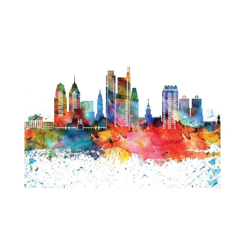 Philadelphia Skyline - Wrapped Canvas Painting, 101.6 cm H x 66.04 cm W x 3.175 cm D
