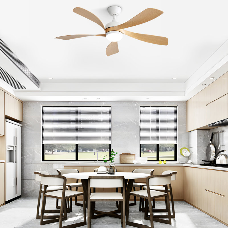 (Identique à W882P147262) Ventilateur de plafond moderne de 52 pouces avec 3 lumières à DEL à intensité variable et moteur à courant continu réversible