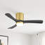 Ventilateur de plafond Kemp de 42 po à montage encastré, 3 pales en bois massif, éclairage DEL, télécommande silencieuse, or et noir-1680836124
