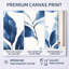 «Blue Botanical Wash - Ivory Leaves», art mural 3 pièces-129072618-129072619