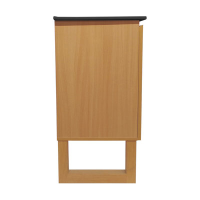 Arles 30 In. Natural Oak Bathroom Vanity With Black, 3-Hole Ceramic Sink Top