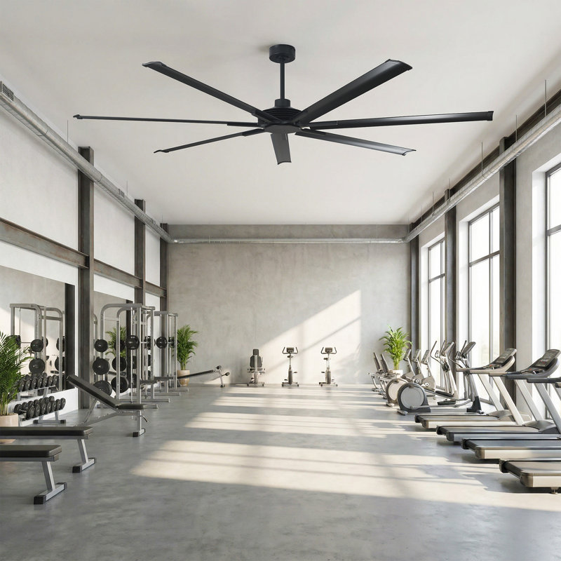 120" 7 Aluminum Blades Commercial Industrial Ceiling Fan With Remote Control, Extra Large HVLS Ceiling Fan For Warehouse Shop Barn Gym, No Light