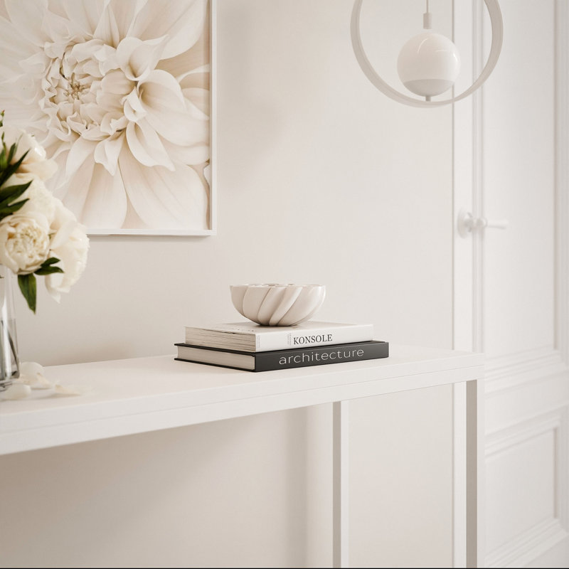Stainless Steel Top Console Table, 90cm H x 100cm W x 30cm D, White, White