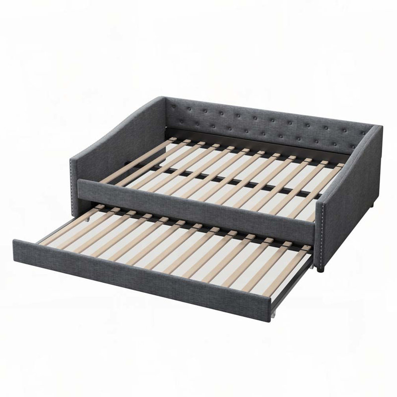 Upholstered Tufted Daybed with Trundle, Twin, Dark Gray Incorrect