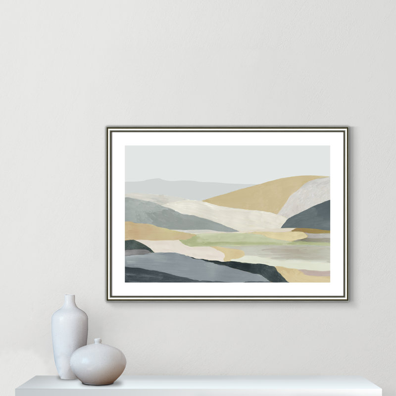 Warm Hills I - Cadre photo, reproduction d'art sur papier, Papier avec cadre argenté, H 26,75 po x l 36,75 po x P 0,875 po