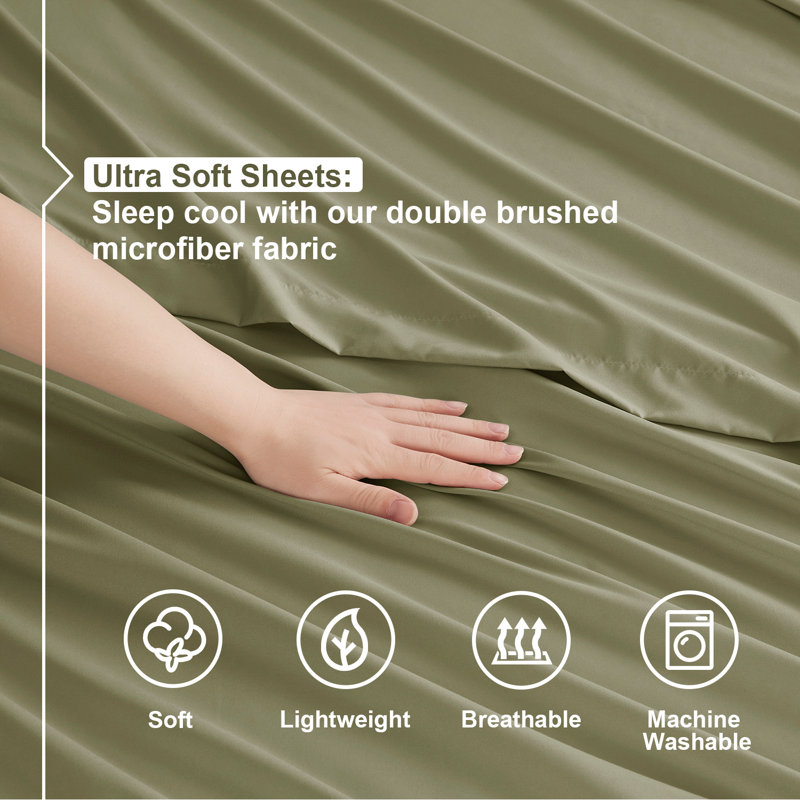  Ensemble de draps double brossé de luxe pour hôtel avec draps et taies d'oreiller très doux, Grand / véhicule récréatif
