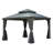 12'X12' Hardtop Gazebo Canopy,Outdoor Aluminum Gazebo With Galvanized Steel Double Roof,Permanent Gazebos With Drainage System,Curtain And Netting Included,Grey