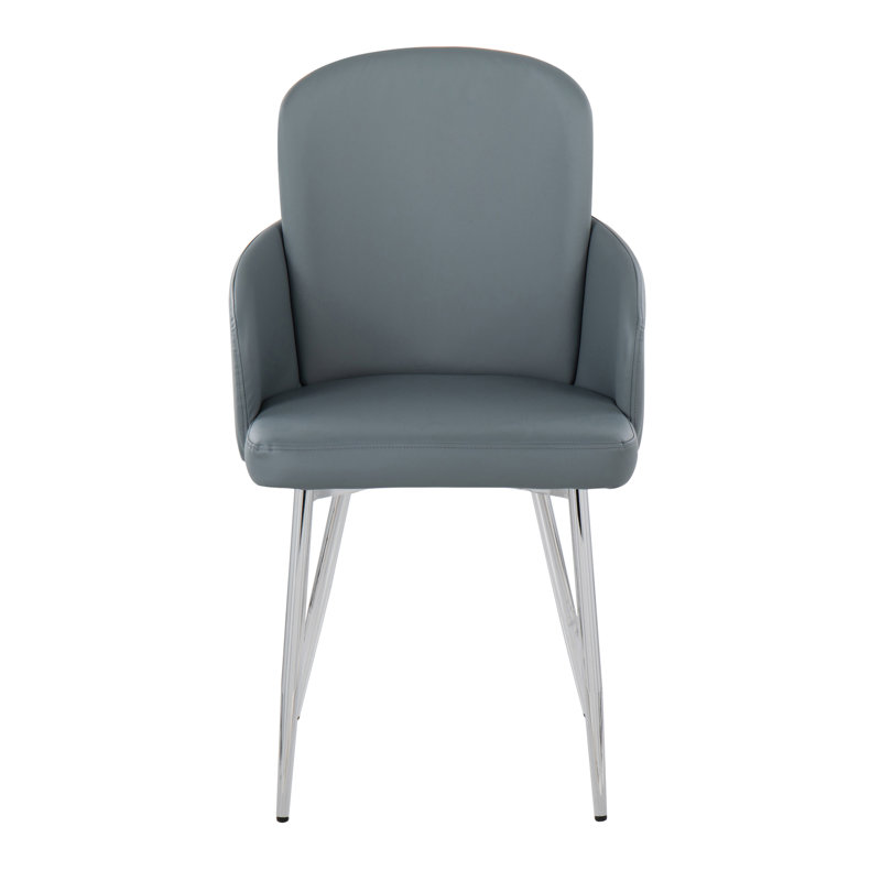 Chaise avec accoudoirs rembourrée Jaquavia, gris, Chrome