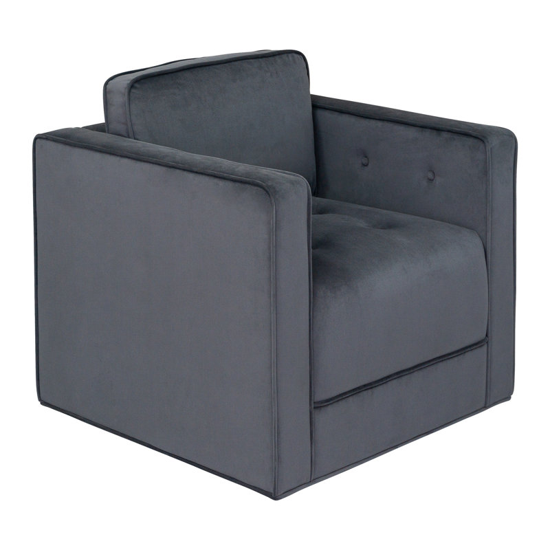 Gray Velvet 30" Swivel Armchair with Wood Frame