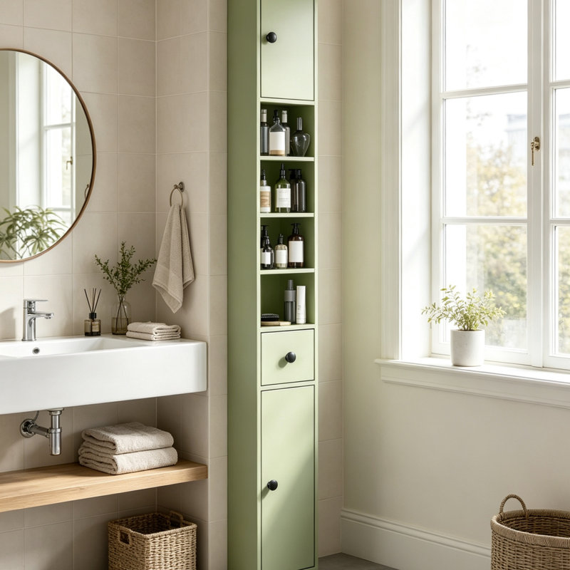 Particle Board Freestanding Bathroom Shelves, Green