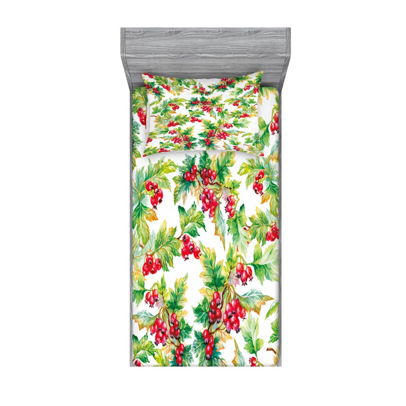 Microfiber Floral Sheet Set, Twin XL Sheet Set with Fitted Sheet
