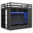 Modern Loft Bed With Built-In Wardrobe & Remote Control LED Lights-946779148
