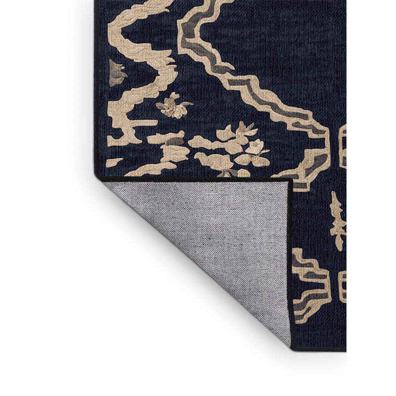 Machine Washable Gray Area Rug, Rectangle 3' x 5'