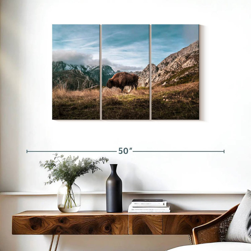 Brampt Bison On A Mountain, 24" H x 38" W