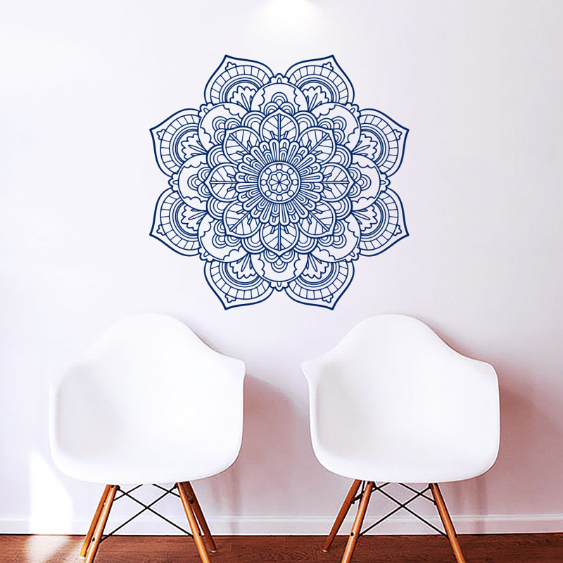 Adhésif décoratif mandala namaste boho yoga autocollants, Bleu marine