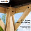 Pavillon de jardin en bois de cèdre standard avec toit rigide en acier brun et toit en polycarbonate pour abri de jardin 13 pi x 15 pi Sunjoy