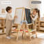 Chevalet en bois pour enfants, chevalet d'art à double face avec tableau blanc et tableau noir, finition bois naturel