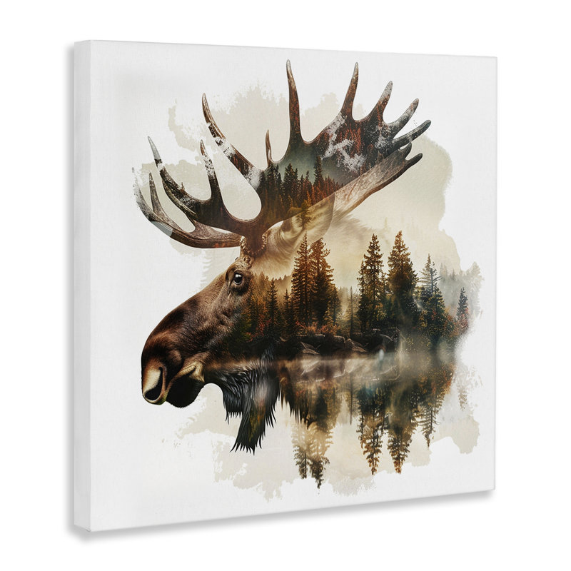  Art mural sur toile Moose Antler par LSR Design Studio, H 30 po x l 30 po