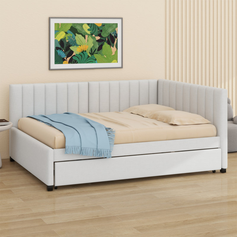 Lit de jour rembourré avec couchette, Beige