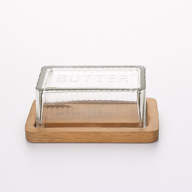 Beurrier en bois avec dôme en verre