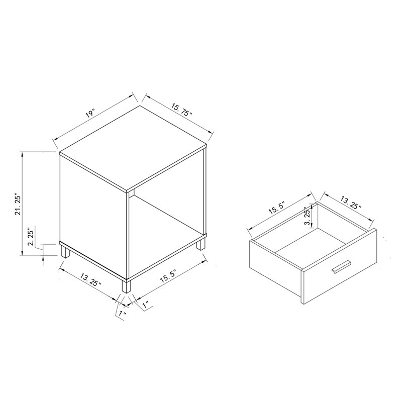 Table de chevet verrouillable en cerisier avec efficacité et conception pratique