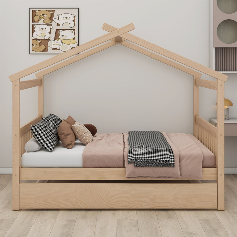 Lit en bois avec couchette, Naturel