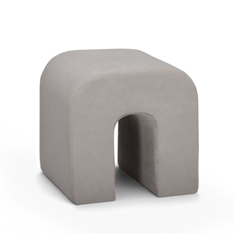 Repose-pieds en velours taupe Desi, Beige